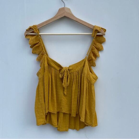 Altar’d State yellow tie back detail eyelet ruffle straps size medium - Picture 10 of 11